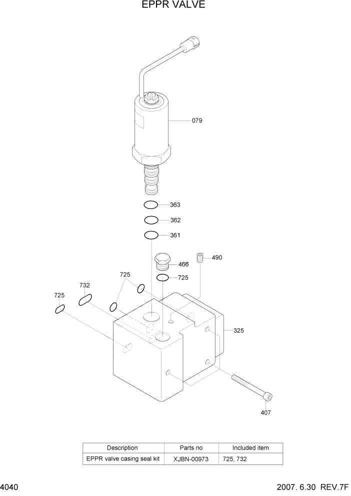 Схема запчастей Hyundai R290LC7A - PAGE 4040 EPPR VALVE ГИДРАВЛИЧЕСКИЕ КОМПОНЕНТЫ