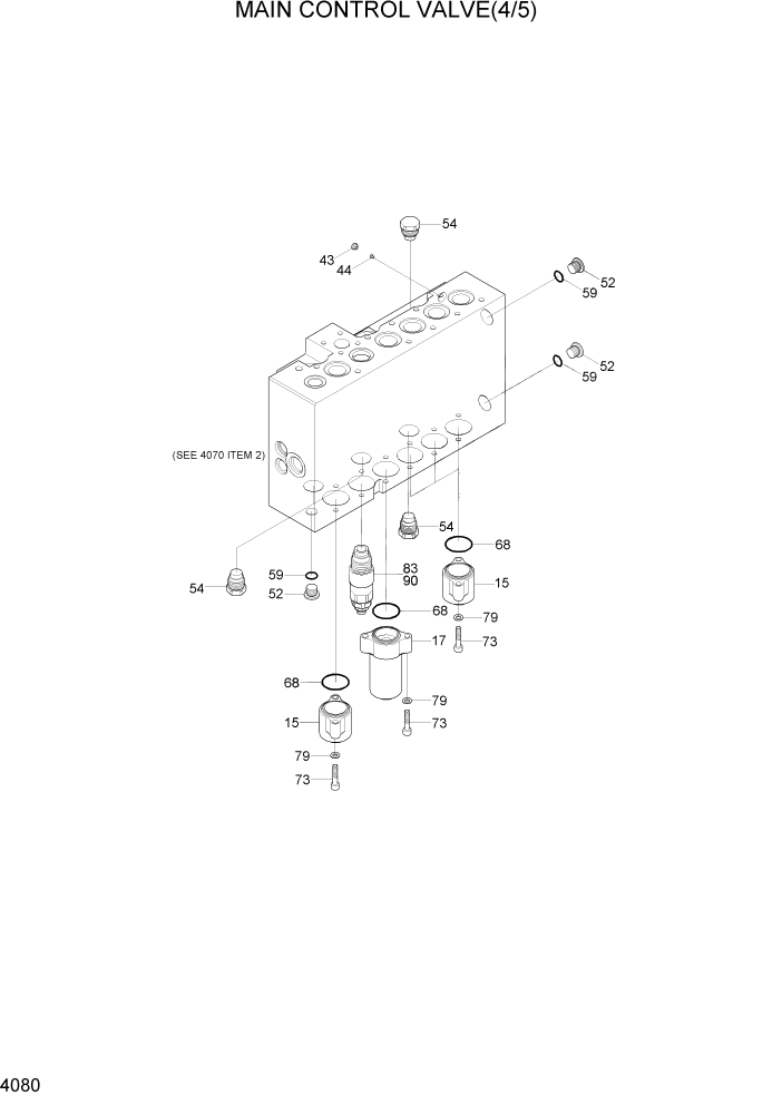 Схема запчастей Hyundai R290LC7A - PAGE 4080 MAIN CONTROL VALVE(4/5) ГИДРАВЛИЧЕСКИЕ КОМПОНЕНТЫ