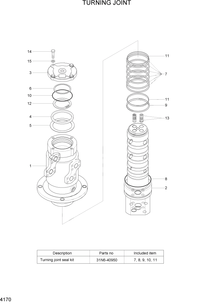 Схема запчастей Hyundai R290LC7A - PAGE 4170 TURNING JOINT ГИДРАВЛИЧЕСКИЕ КОМПОНЕНТЫ