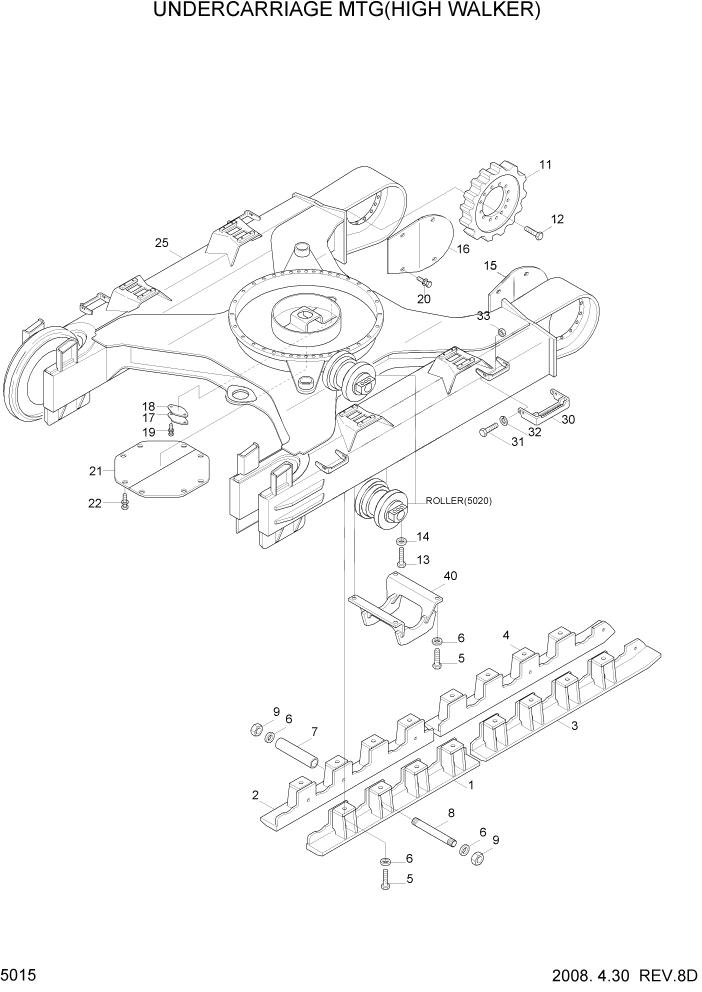 Схема запчастей Hyundai R290LC7A - PAGE 5015 UNDERCARRIAGE MTG(HIGH WALKER) ХОДОВАЯ ЧАСТЬ