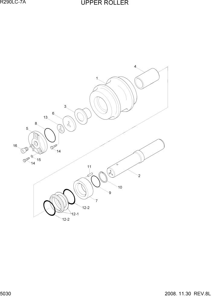 Схема запчастей Hyundai R290LC7A - PAGE 5030 UPPER ROLLER ХОДОВАЯ ЧАСТЬ