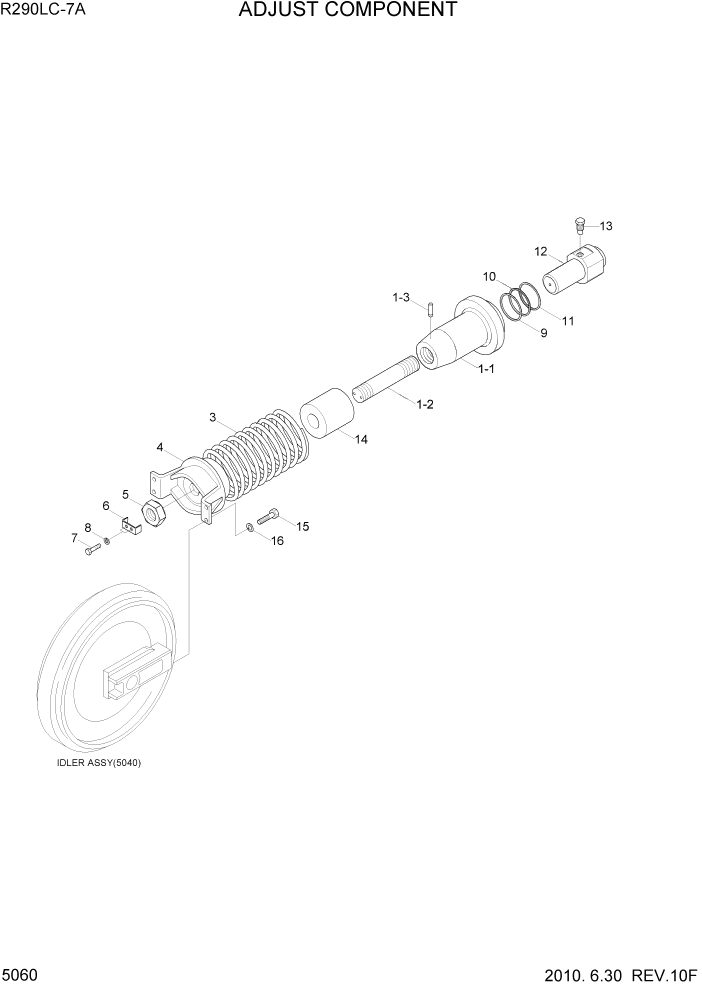 Схема запчастей Hyundai R290LC7A - PAGE 5060 ADJUST COMPONENT ХОДОВАЯ ЧАСТЬ