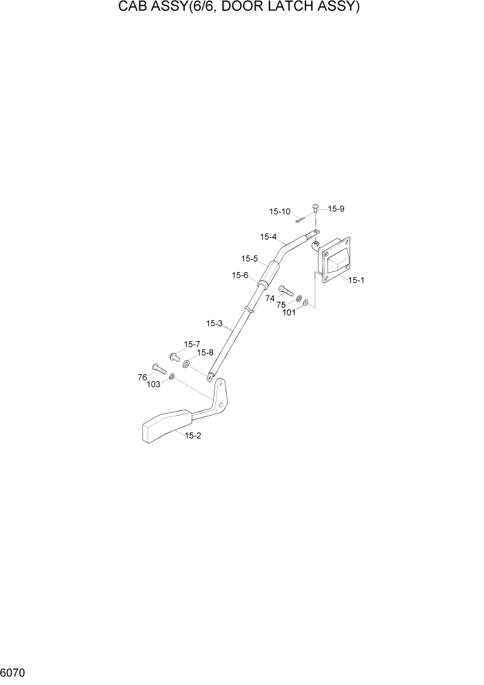 Схема запчастей Hyundai R290LC7A - PAGE 6070 CAB ASSY(6/6, DOOR LATCH ASSY) СТРУКТУРА