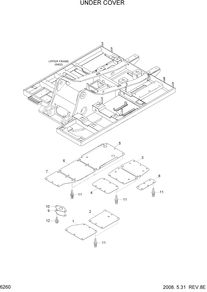 Схема запчастей Hyundai R290LC7A - PAGE 6260 UNDER COVER СТРУКТУРА