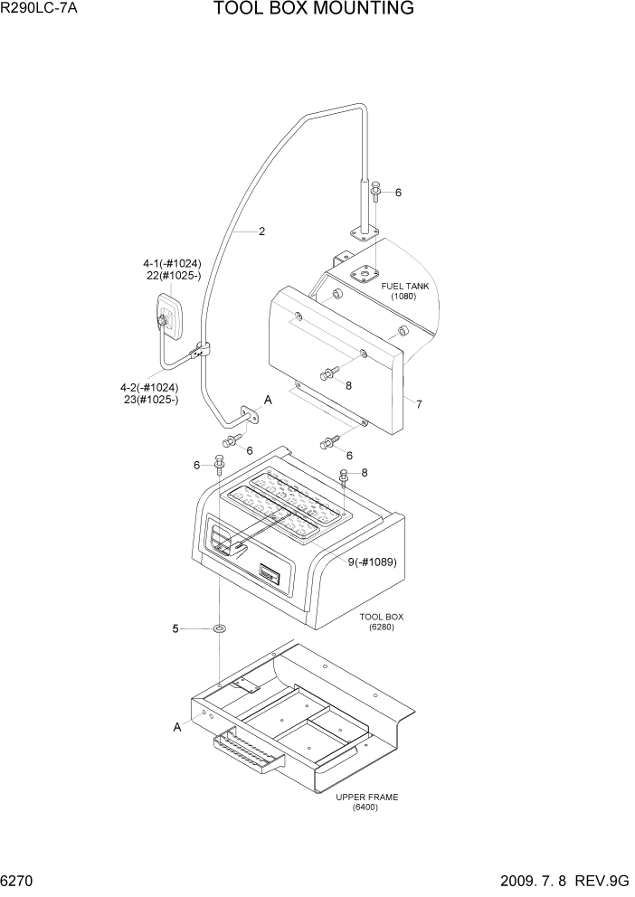 Схема запчастей Hyundai R290LC7A - PAGE 6270 TOOL BOX MOUNTING СТРУКТУРА