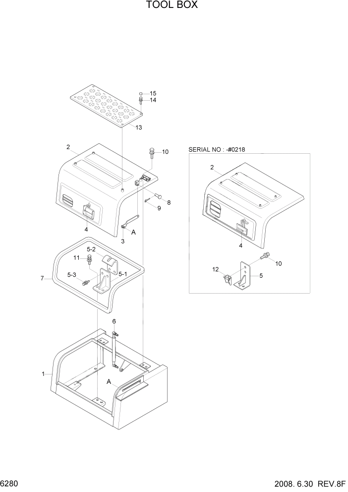 Схема запчастей Hyundai R290LC7A - PAGE 6280 TOOL BOX СТРУКТУРА