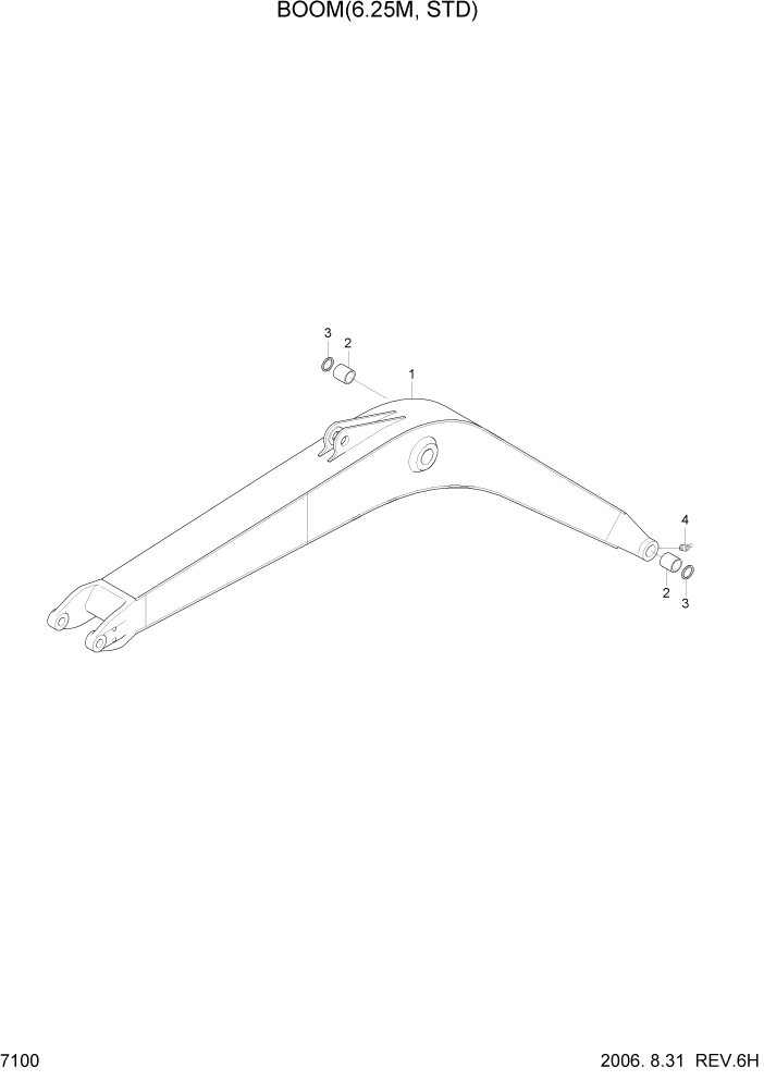 Схема запчастей Hyundai R290LC7A - PAGE 7100 BOOM(6.25M, STD) РАБОЧЕЕ ОБОРУДОВАНИЕ