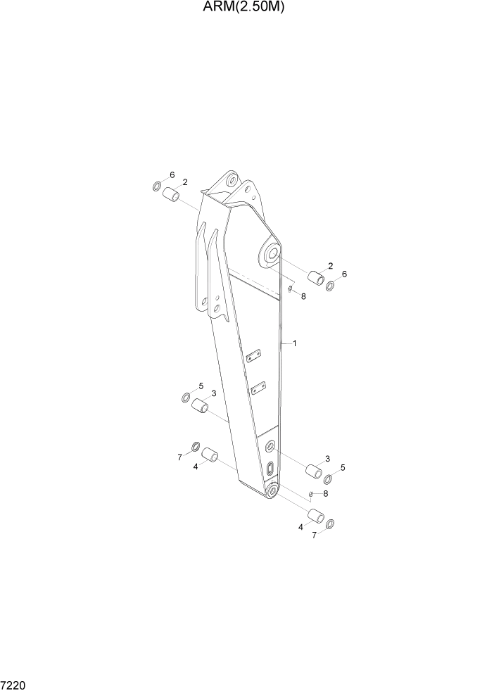 Схема запчастей Hyundai R290LC7A - PAGE 7220 ARM(2.50M) РАБОЧЕЕ ОБОРУДОВАНИЕ