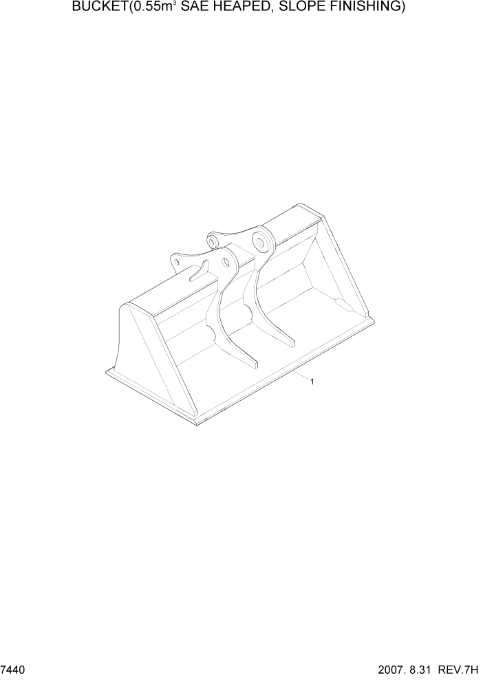 Схема запчастей Hyundai R290LC7A - PAGE 7440 BUCKET(0.55M3 SAE HEAPED, S/FINISING) РАБОЧЕЕ ОБОРУДОВАНИЕ