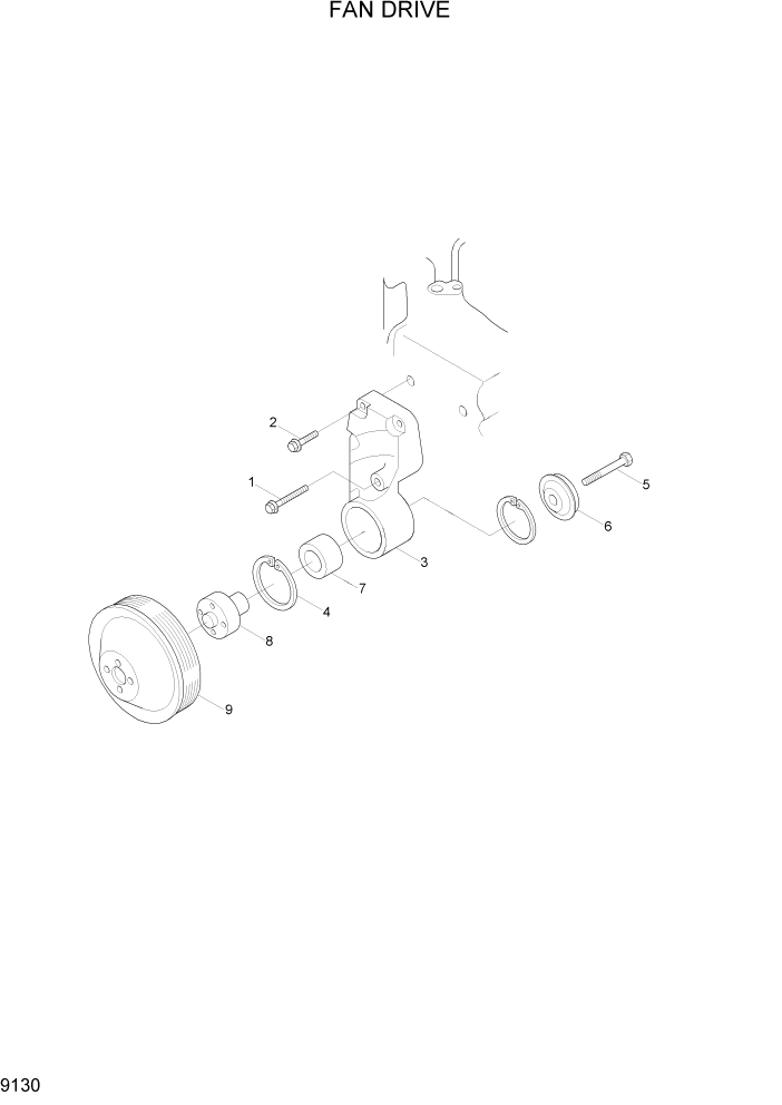 Схема запчастей Hyundai R290LC7A - PAGE 9130 FAN DRIVE ДВИГАТЕЛЬ БАЗА