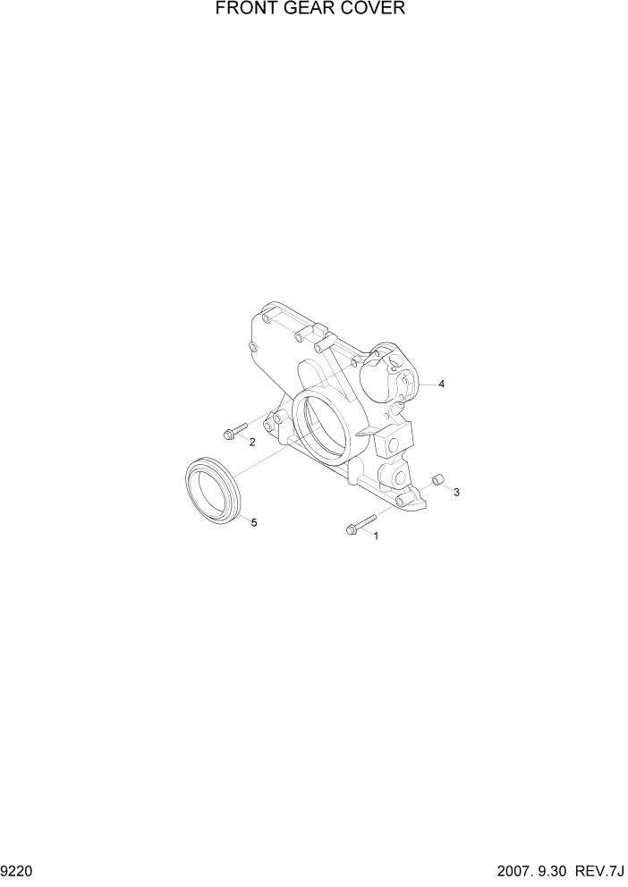 Схема запчастей Hyundai R290LC7A - PAGE 9220 FRONT GEAR COVER ДВИГАТЕЛЬ БАЗА