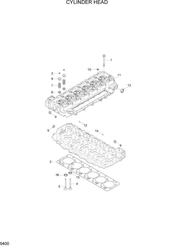 Схема запчастей Hyundai R290LC7A - PAGE 9400 CYLINDER HEAD ДВИГАТЕЛЬ БАЗА