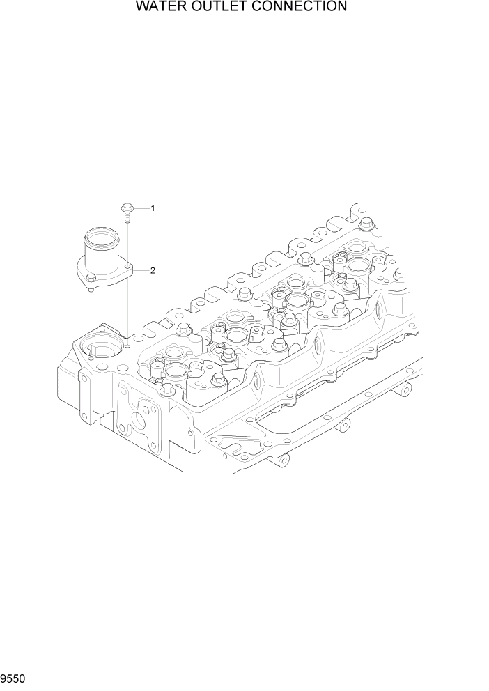 Схема запчастей Hyundai R290LC7A - PAGE 9550 WATER OUTLET CONNECTION ДВИГАТЕЛЬ БАЗА