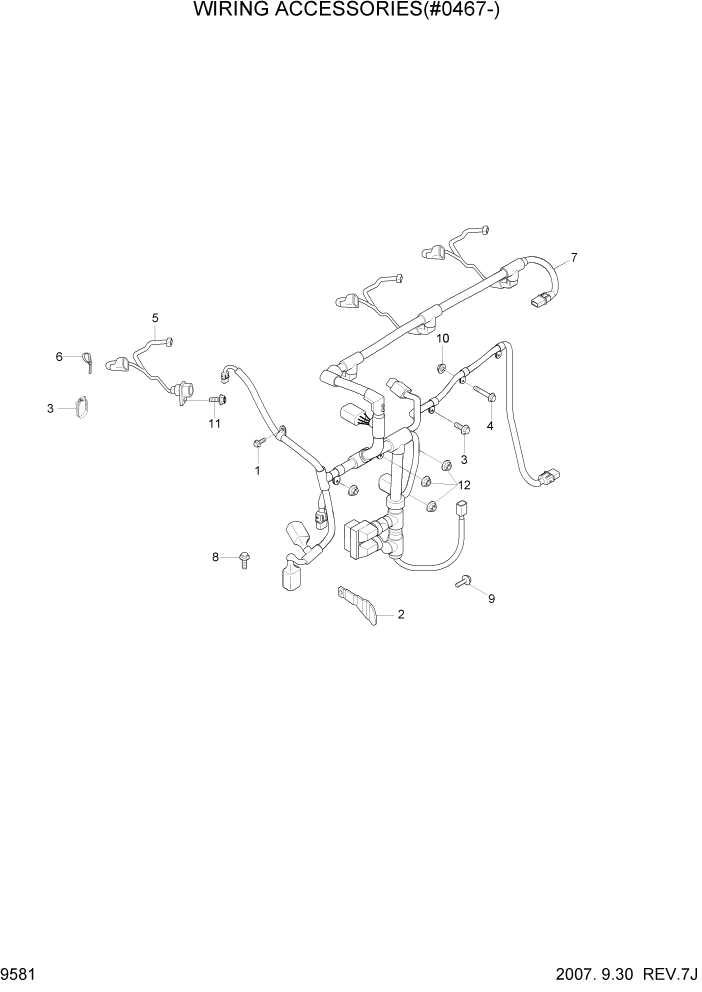Схема запчастей Hyundai R290LC7A - PAGE 9581 WIRING ACCESSORIES(#0467-) ДВИГАТЕЛЬ БАЗА