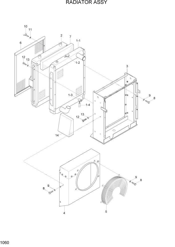 Схема запчастей Hyundai R290LC7H - PAGE 1060 RADIATOR ASSY СИСТЕМА ДВИГАТЕЛЯ