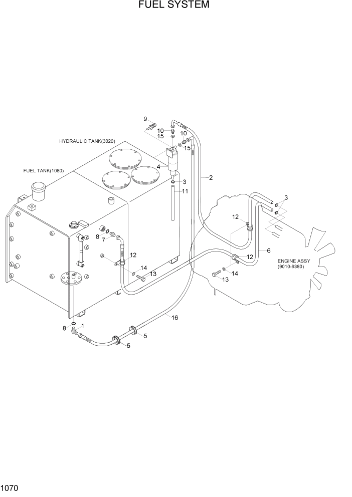 Схема запчастей Hyundai R290LC7H - PAGE 1070 FUEL SYSTEM СИСТЕМА ДВИГАТЕЛЯ