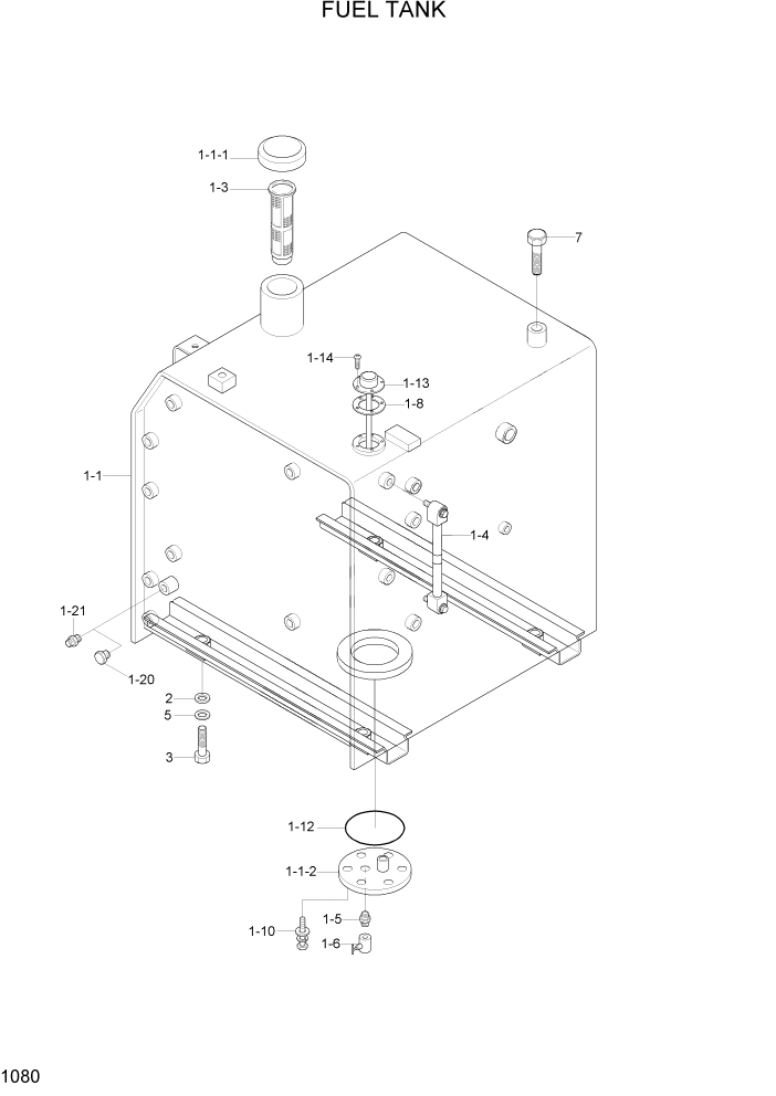 Схема запчастей Hyundai R290LC7H - PAGE 1080 FUEL TANK СИСТЕМА ДВИГАТЕЛЯ