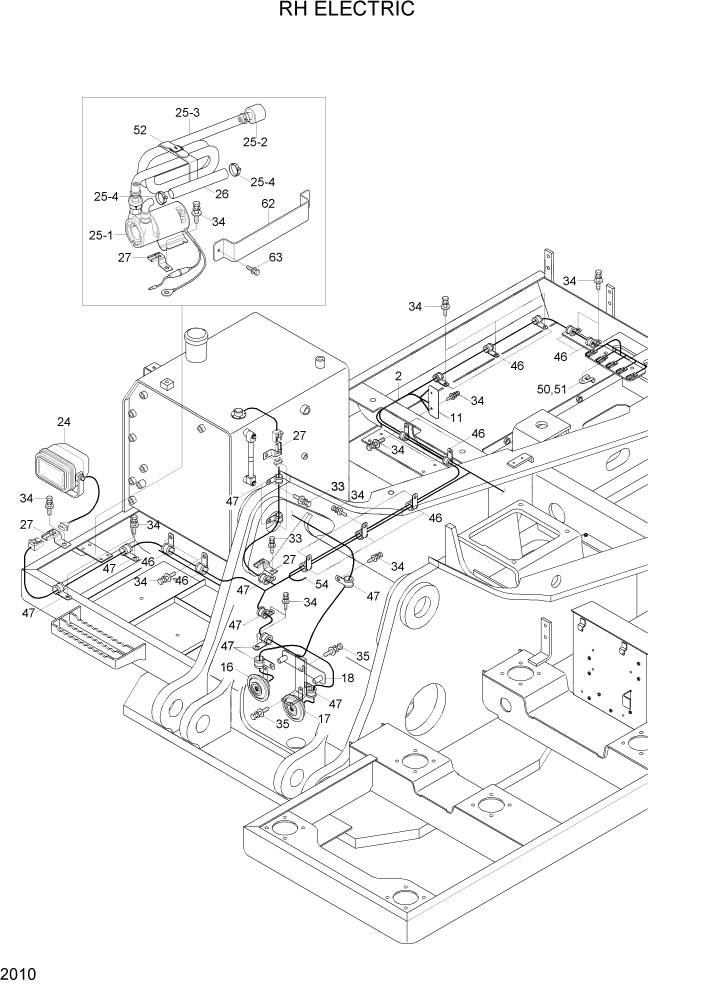 Схема запчастей Hyundai R290LC7H - PAGE 2010 RH ELECTRIC ЭЛЕКТРИЧЕСКАЯ СИСТЕМА