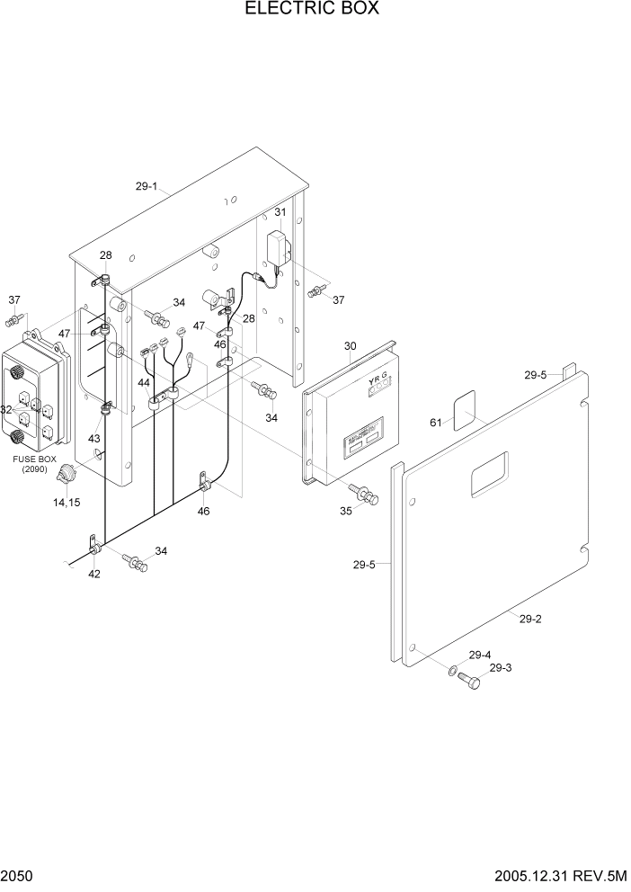 Схема запчастей Hyundai R290LC7H - PAGE 2050 ELECTRIC BOX ЭЛЕКТРИЧЕСКАЯ СИСТЕМА