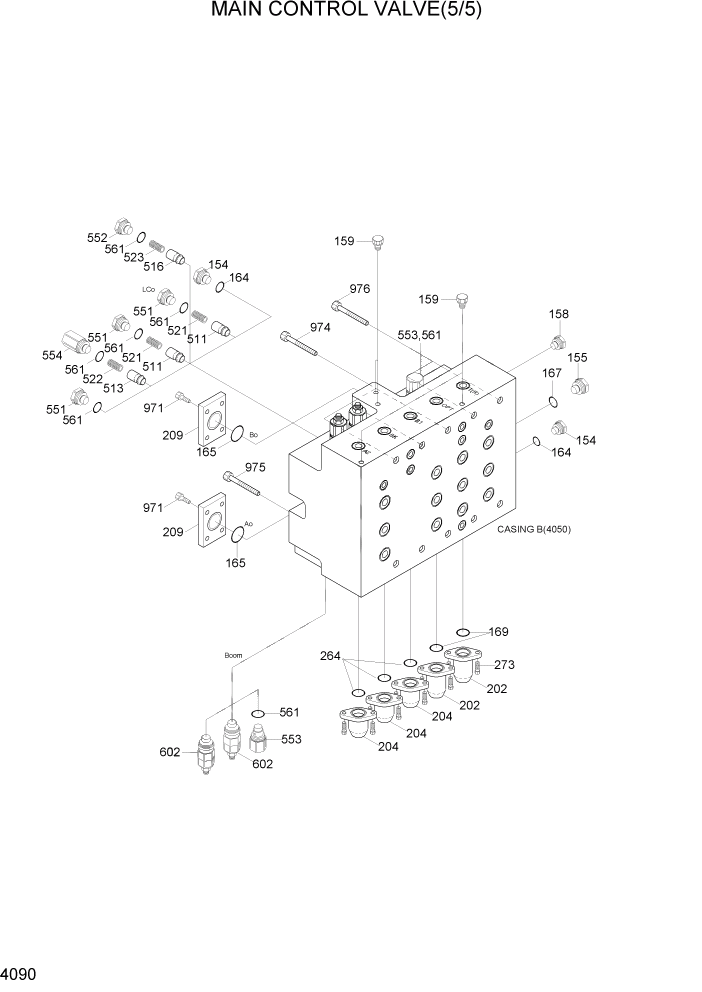 Схема запчастей Hyundai R290LC7H - PAGE 4090 MAIN CONTROL VALVE(5/5) ГИДРАВЛИЧЕСКИЕ КОМПОНЕНТЫ