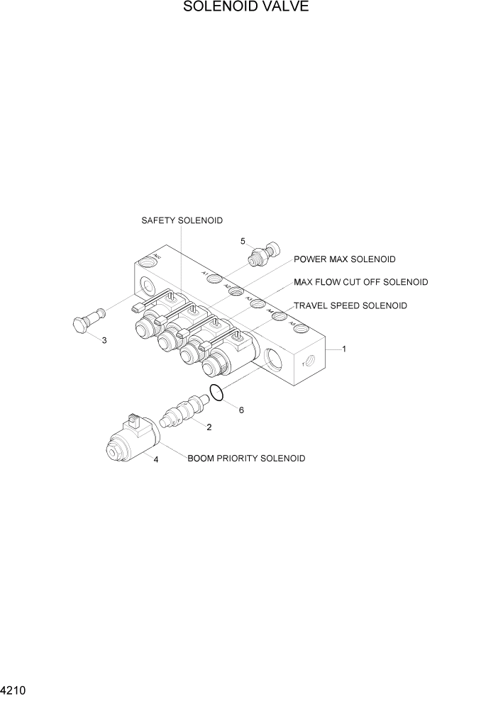 Схема запчастей Hyundai R290LC7H - PAGE 4210 SOLENOID VALVE ГИДРАВЛИЧЕСКИЕ КОМПОНЕНТЫ