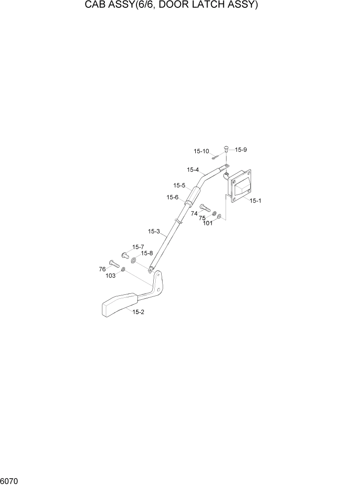 Схема запчастей Hyundai R290LC7H - PAGE 6070 CAB ASSY(6/6, DOOR LATCH ASSY) СТРУКТУРА