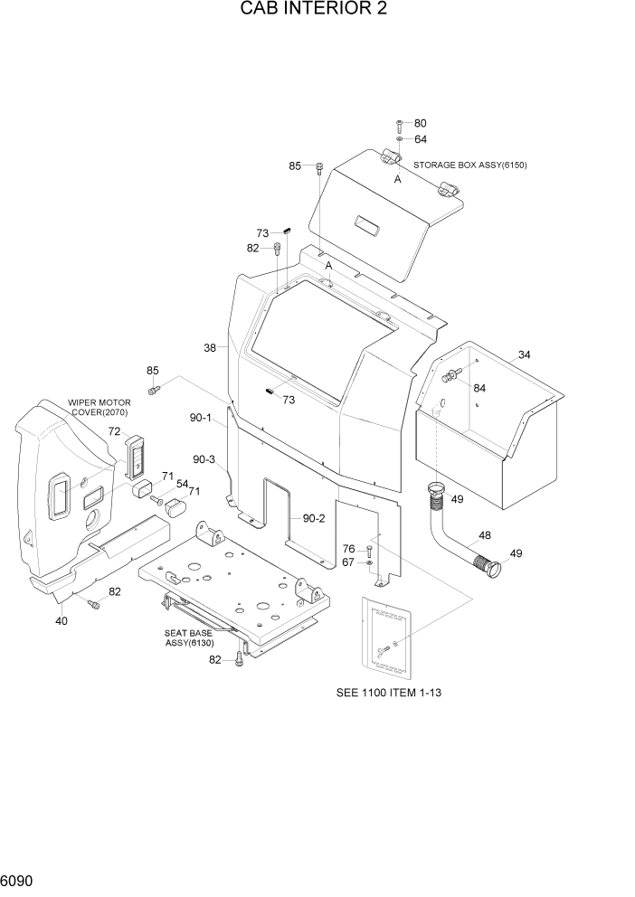 Схема запчастей Hyundai R290LC7H - PAGE 6090 CAB INTERIOR 2 СТРУКТУРА