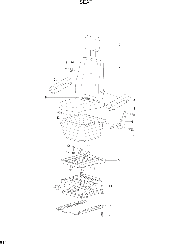 Схема запчастей Hyundai R290LC7H - PAGE 6141 SEAT СТРУКТУРА