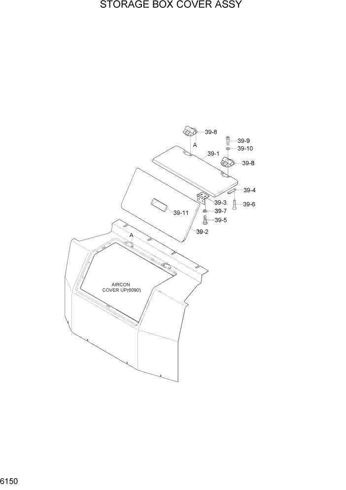 Схема запчастей Hyundai R290LC7H - PAGE 6150 STORAGE BOX COVER ASSY СТРУКТУРА