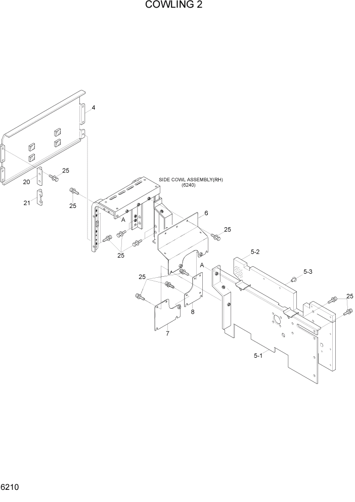 Схема запчастей Hyundai R290LC7H - PAGE 6210 COWLING 2 СТРУКТУРА