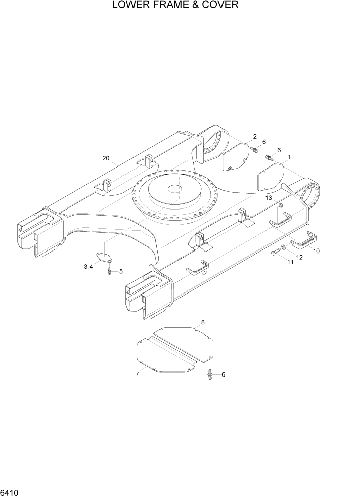 Схема запчастей Hyundai R290LC7H - PAGE 6410 LOWER FRAME & COVER СТРУКТУРА
