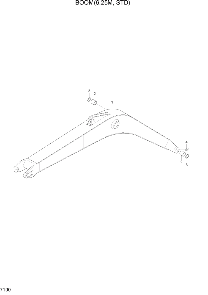 Схема запчастей Hyundai R290LC7H - PAGE 7100 BOOM(6.25M, STD) РАБОЧЕЕ ОБОРУДОВАНИЕ