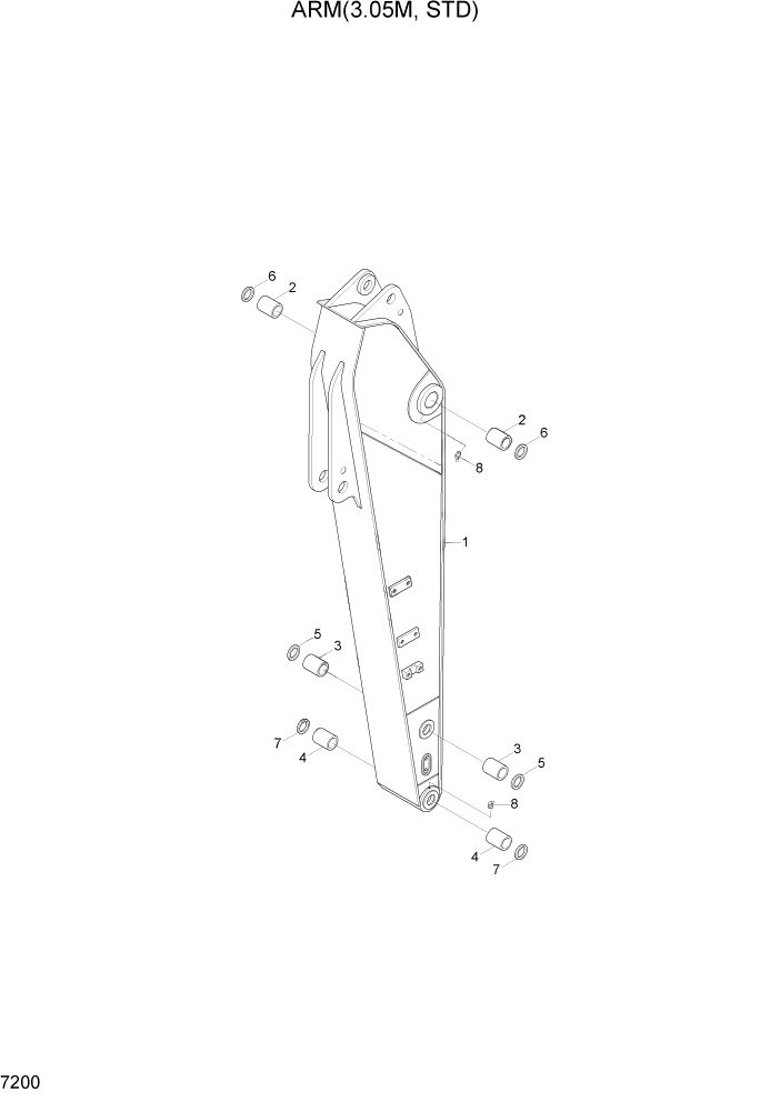 Схема запчастей Hyundai R290LC7H - PAGE 7200 ARM(3.05M, STD) РАБОЧЕЕ ОБОРУДОВАНИЕ