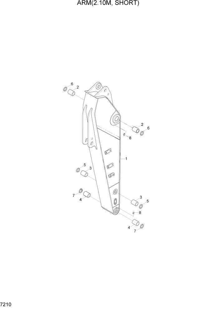 Схема запчастей Hyundai R290LC7H - PAGE 7210 ARM(2.10M, SHORT) РАБОЧЕЕ ОБОРУДОВАНИЕ