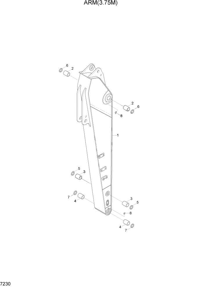 Схема запчастей Hyundai R290LC7H - PAGE 7230 ARM(3.75M) РАБОЧЕЕ ОБОРУДОВАНИЕ