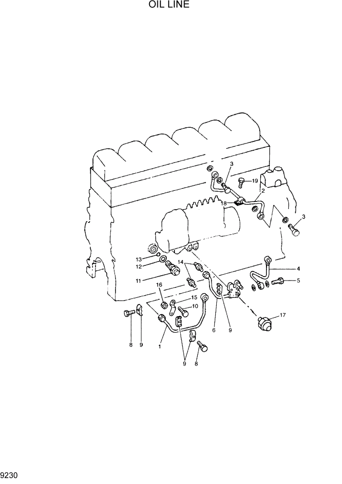 Схема запчастей Hyundai R290LC7H - PAGE 9230 OIL LINE ДВИГАТЕЛЬ БАЗА