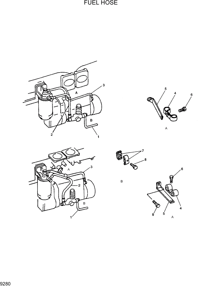 Схема запчастей Hyundai R290LC7H - PAGE 9280 FUEL HOSE ДВИГАТЕЛЬ БАЗА