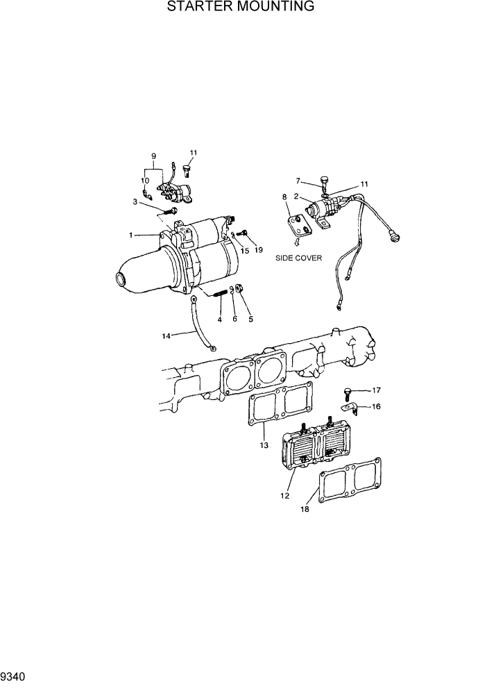 Схема запчастей Hyundai R290LC7H - PAGE 9340 STARTER MOUNTING ДВИГАТЕЛЬ БАЗА