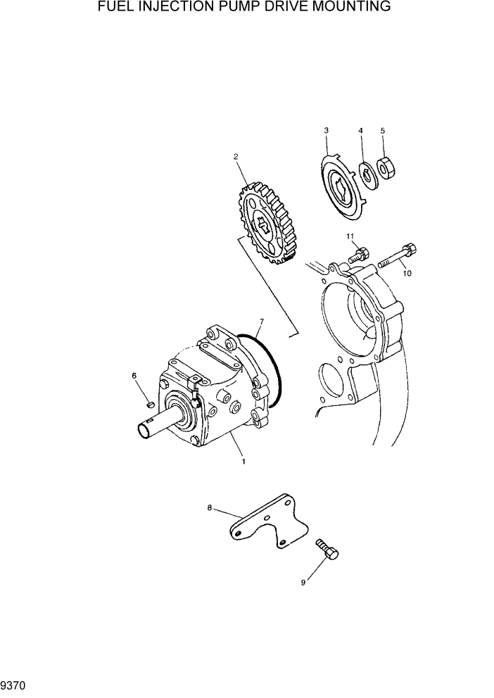 Схема запчастей Hyundai R290LC7H - PAGE 9370 FUEL INJECTION PUMP DRIVE MOUNTING ДВИГАТЕЛЬ БАЗА