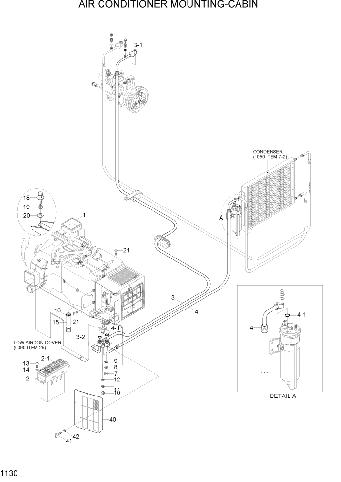 Схема запчастей Hyundai R300LC7 - PAGE 1130 AIR CONDITIONER MOUNTING-CABIN СИСТЕМА ДВИГАТЕЛЯ