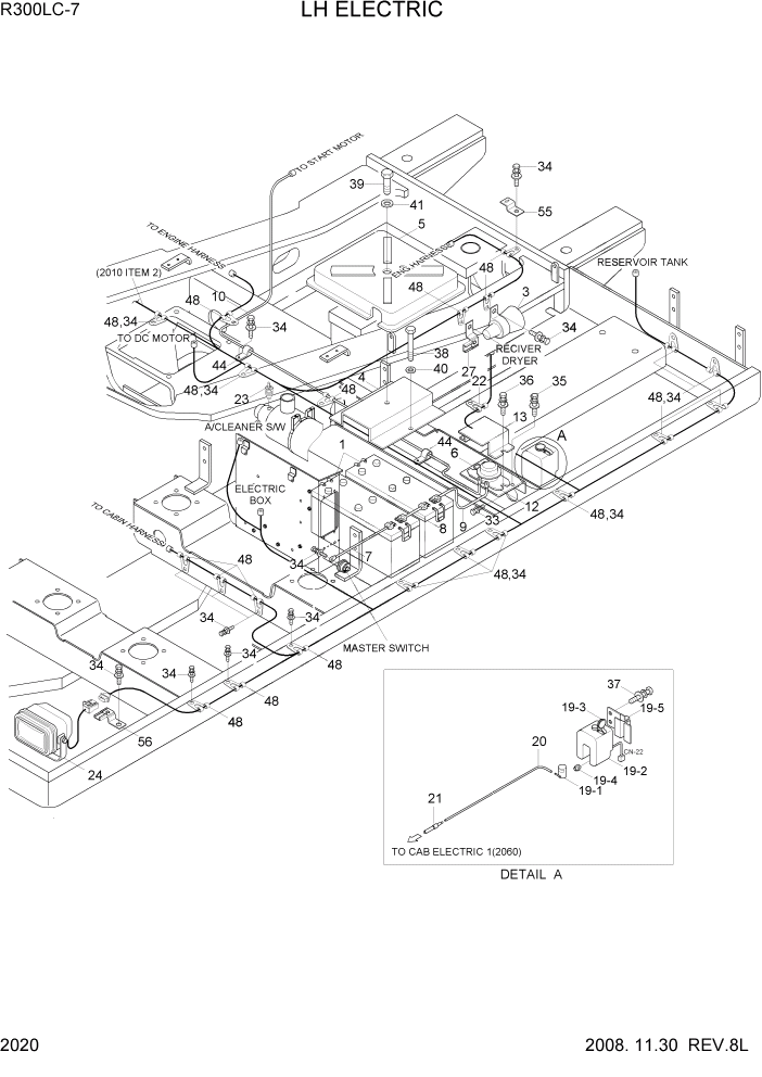 Схема запчастей Hyundai R300LC7 - PAGE 2020 LH ELECTRIC ЭЛЕКТРИЧЕСКАЯ СИСТЕМА