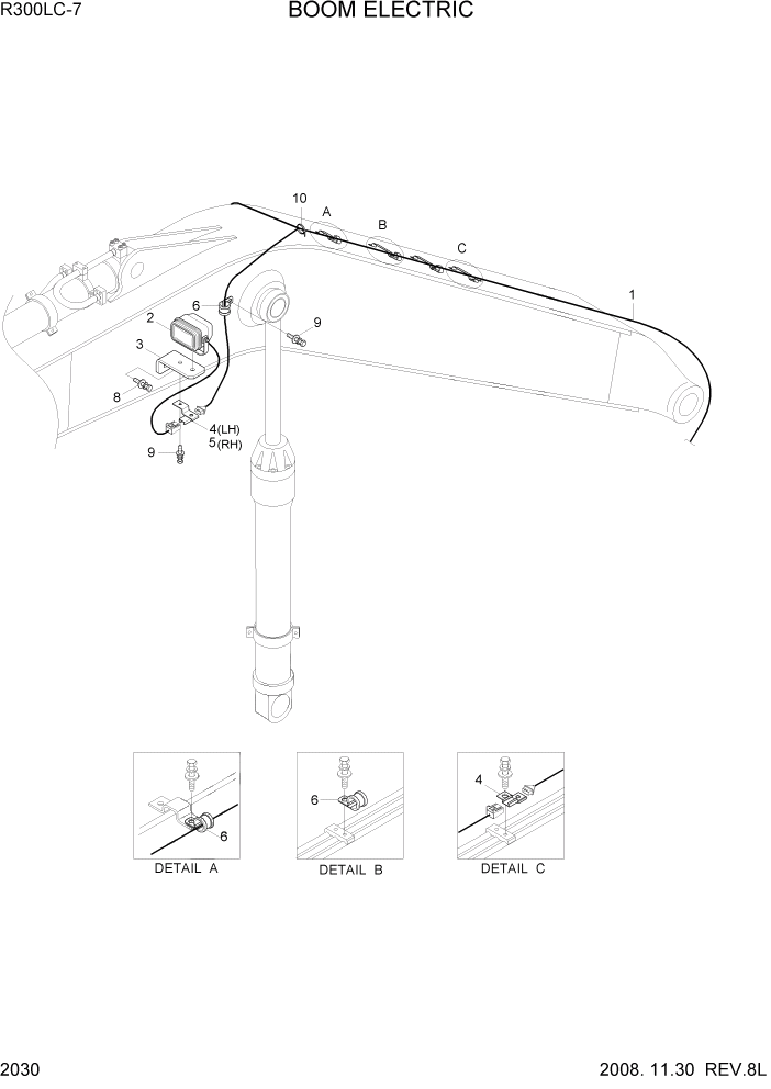 Схема запчастей Hyundai R300LC7 - PAGE 2030 BOOM ELECTRIC ЭЛЕКТРИЧЕСКАЯ СИСТЕМА