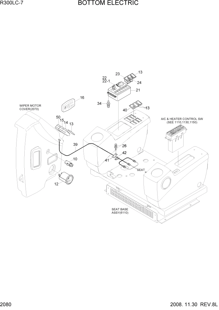 Схема запчастей Hyundai R300LC7 - PAGE 2080 BOTTOM ELECTRIC ЭЛЕКТРИЧЕСКАЯ СИСТЕМА