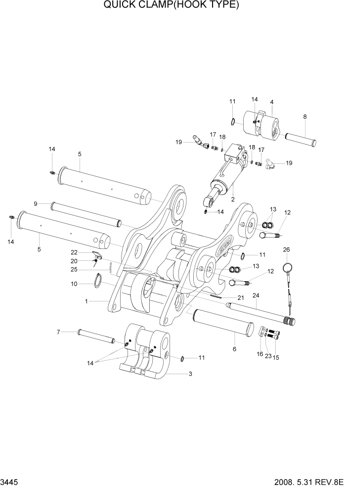 Схема запчастей Hyundai R300LC7 - PAGE 3445 QUICK CLAMP(HOOK TYPE 1) ГИДРАВЛИЧЕСКАЯ СИСТЕМА