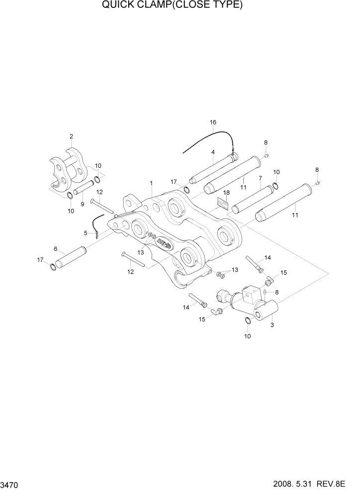 Схема запчастей Hyundai R300LC7 - PAGE 3470 QUICK CLAMP(CLOSE TYPE) ГИДРАВЛИЧЕСКАЯ СИСТЕМА