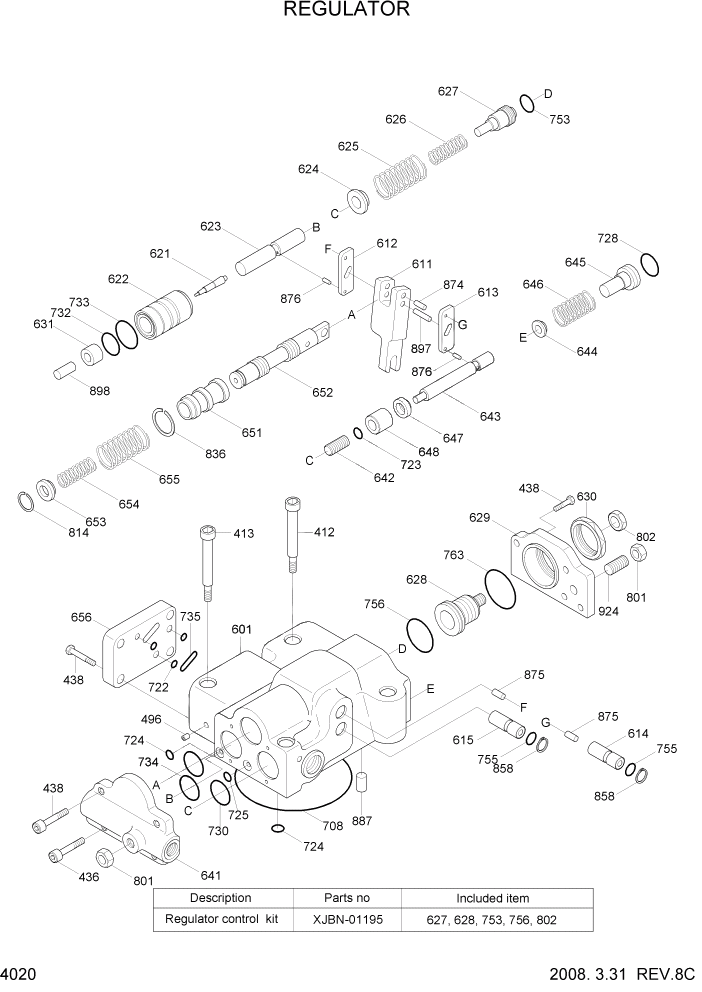 Схема запчастей Hyundai R300LC7 - PAGE 4020 REGULATOR ГИДРАВЛИЧЕСКИЕ КОМПОНЕНТЫ