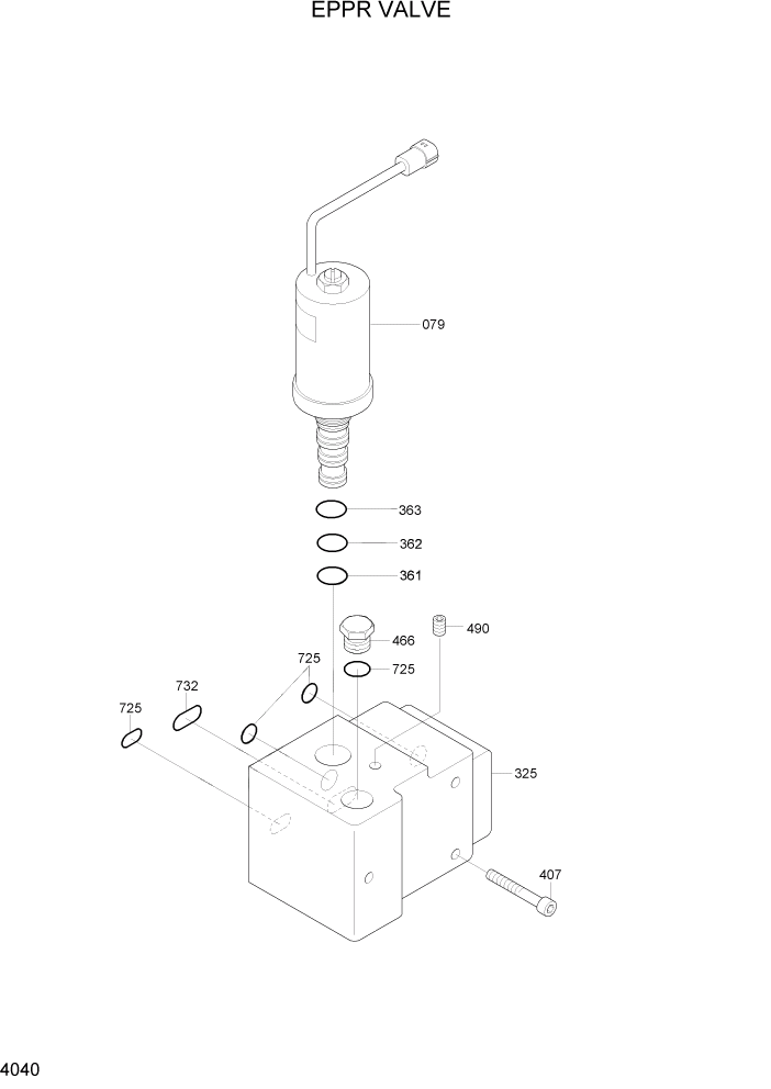 Схема запчастей Hyundai R300LC7 - PAGE 4040 EPPR VALVE ГИДРАВЛИЧЕСКИЕ КОМПОНЕНТЫ