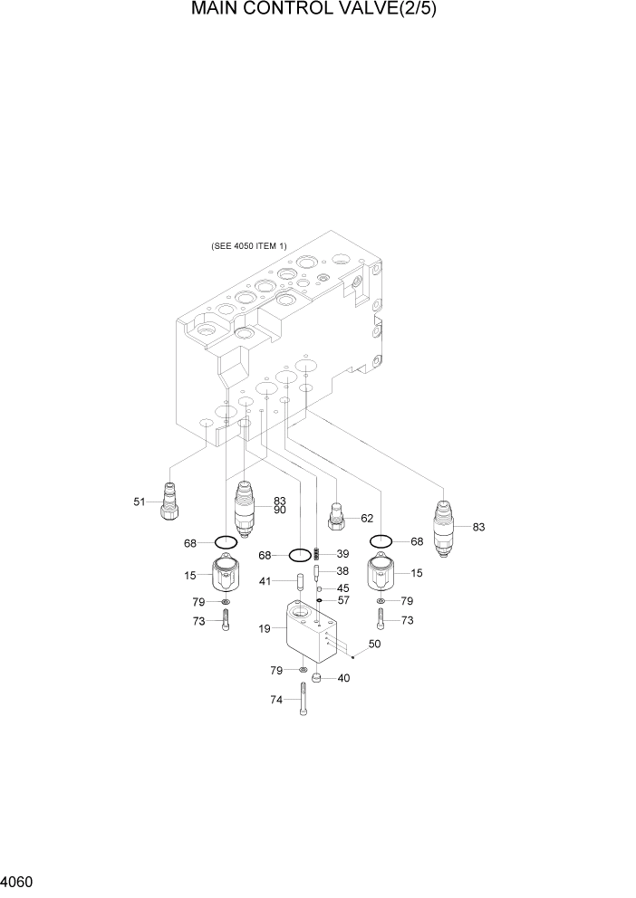 Схема запчастей Hyundai R300LC7 - PAGE 4060 MAIN CONTROL VALVE(2/5) ГИДРАВЛИЧЕСКИЕ КОМПОНЕНТЫ