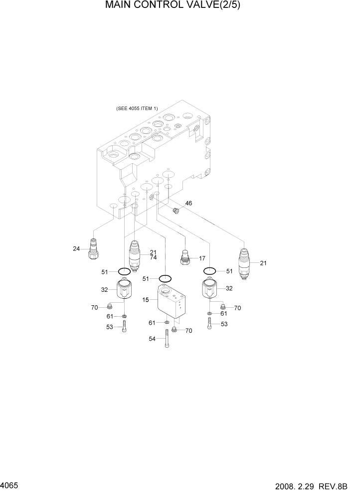 Схема запчастей Hyundai R300LC7 - PAGE 4065 MAIN CONTROL VALVE(2/5) ГИДРАВЛИЧЕСКИЕ КОМПОНЕНТЫ