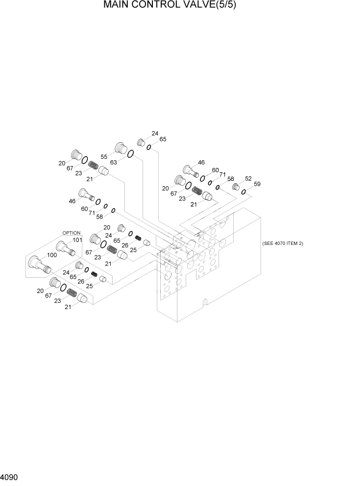 Схема запчастей Hyundai R300LC7 - PAGE 4090 MAIN CONTROL VALVE(5/5) ГИДРАВЛИЧЕСКИЕ КОМПОНЕНТЫ